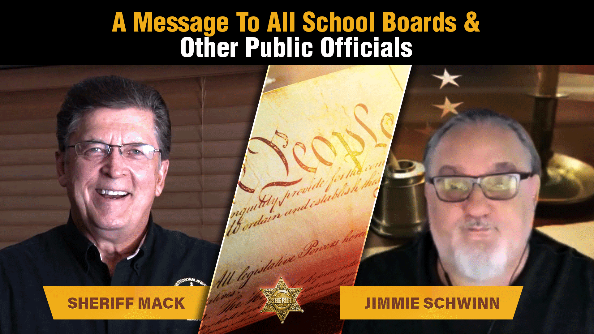 Jimmie Schwinn and Sheriff Mack share a message to the school board members and other public officials.