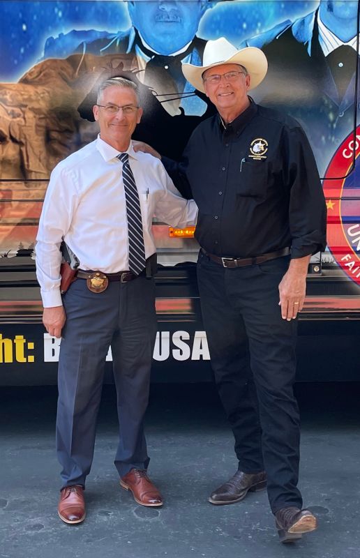 Tulare County Sheriff Mike Boudreaux with Sheriff Mack